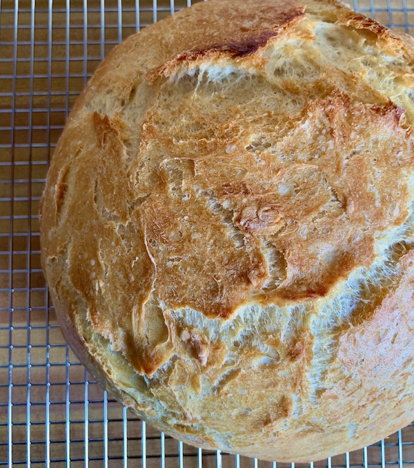 A fresh loaf of crusty bread 